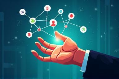 Someone engaging with digital media icons