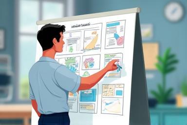 Person planning media strategy on a board